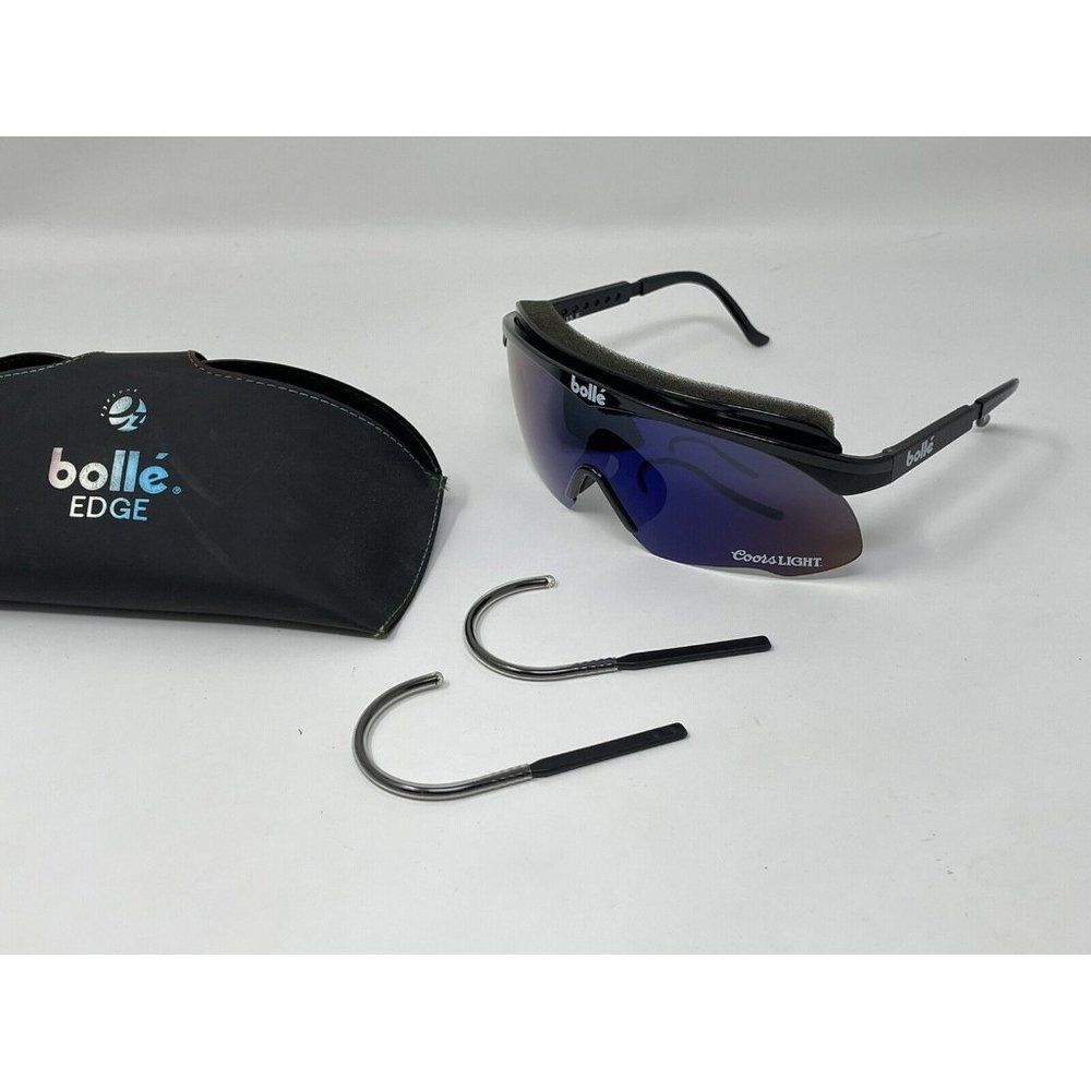 VINTAGE Bolle Coors Light Edge Sunglasses France 13 E W/  Case Advertising Beer